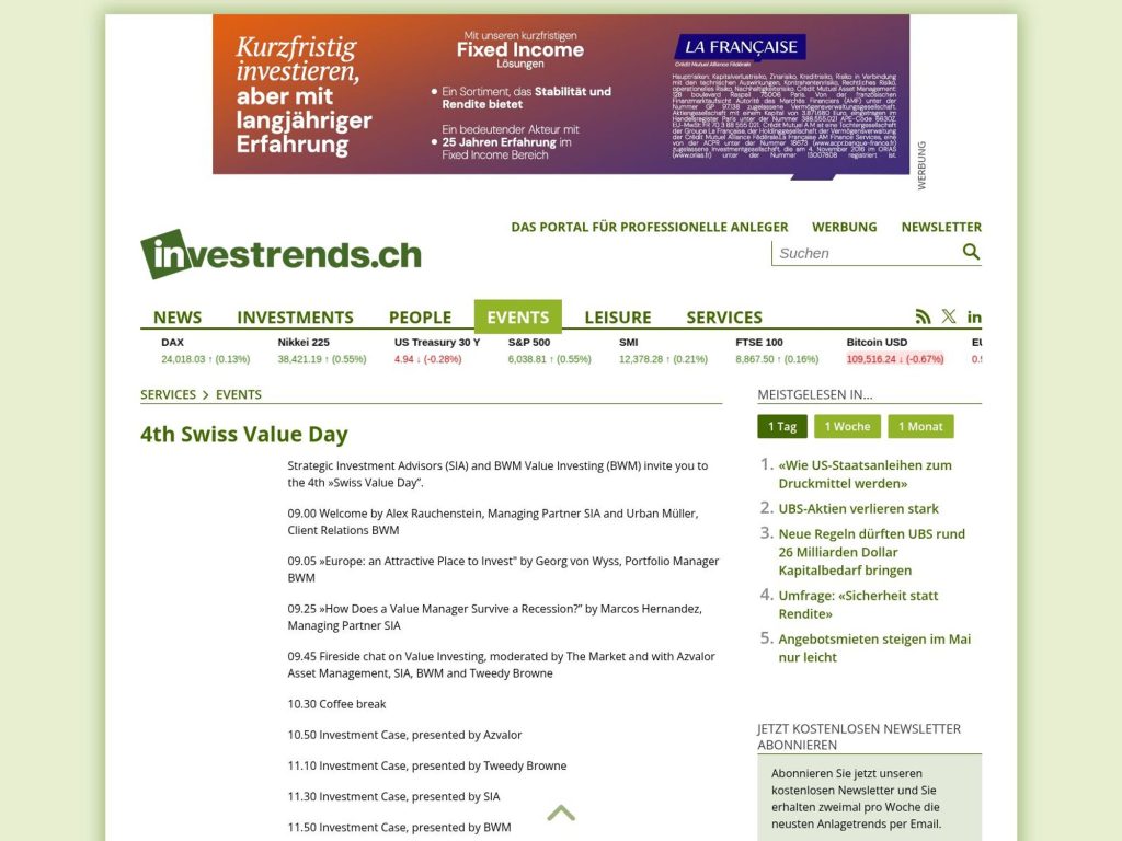 4th Swiss Value Day - Event screenshot