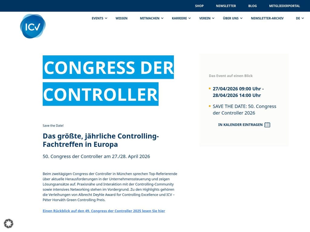 50. Congress der Controller website