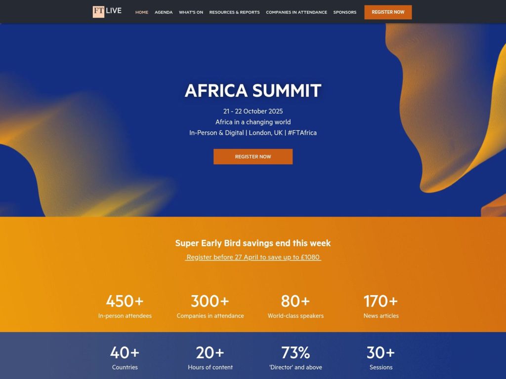 Africa Summit 2025 - FT Live - Event screenshot