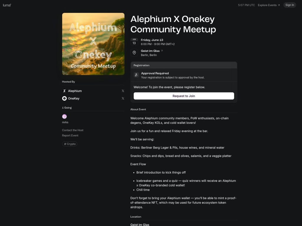 Alephium X Onekey Community Meetup - Event screenshot