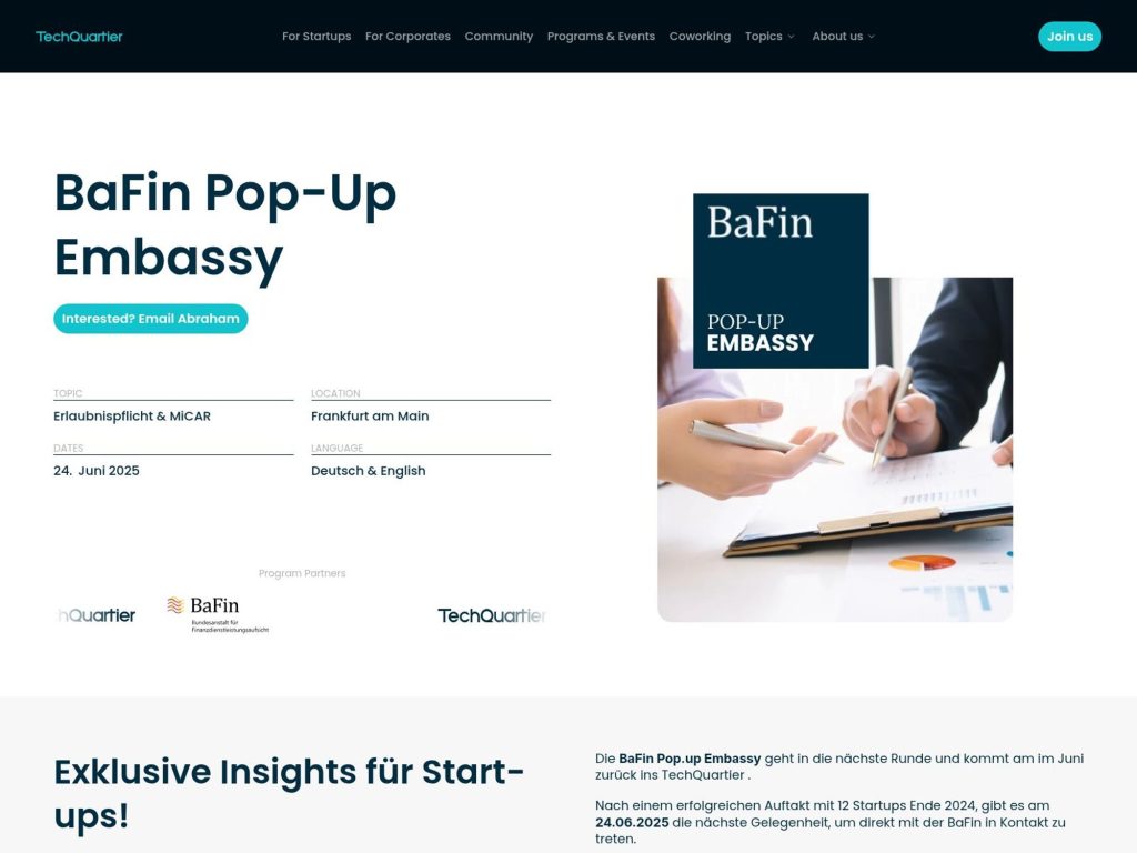 BaFin Pop-Up Embassy - Event screenshot