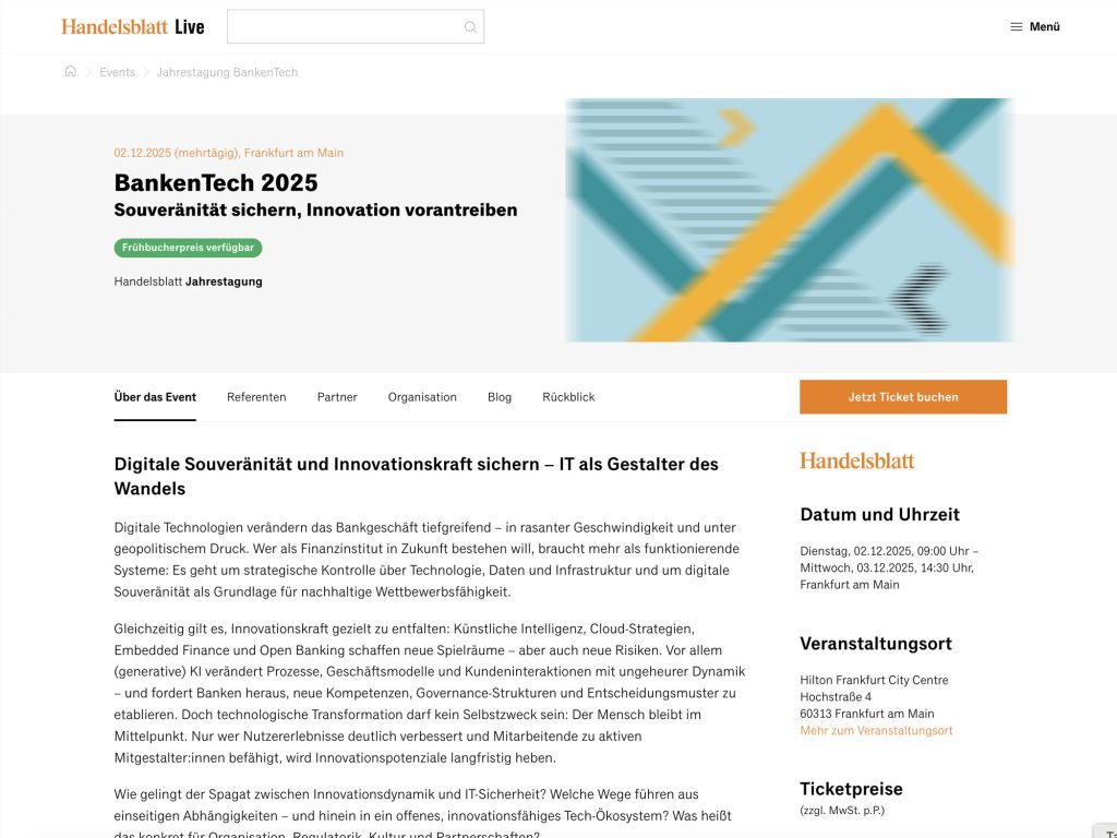 BankenTech 2025 - Handelsblatt Jahrestagung - Event screenshot