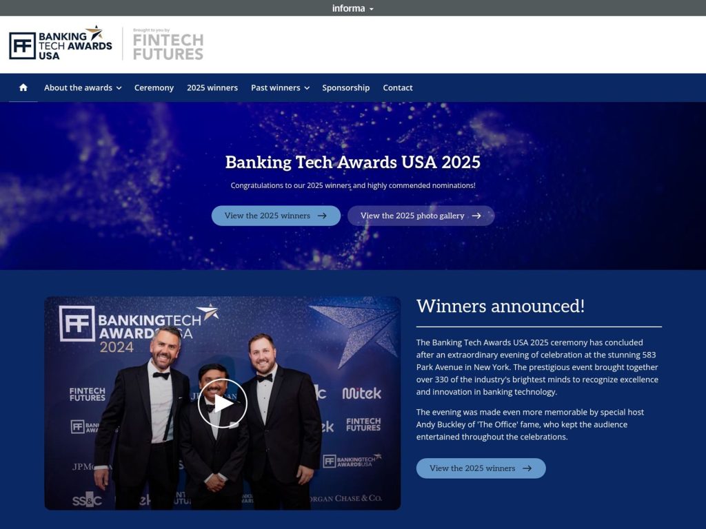 Banking Tech Awards USA 2026 website