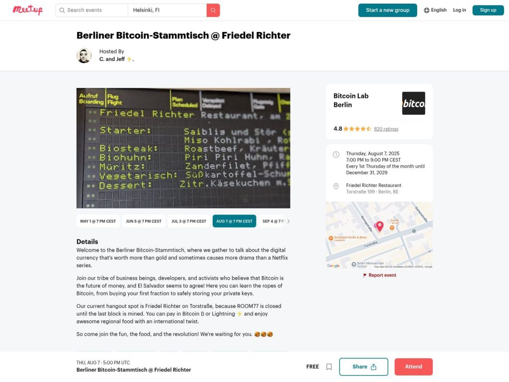 Berliner Bitcoin-Stammtisch August 2025 - Event screenshot