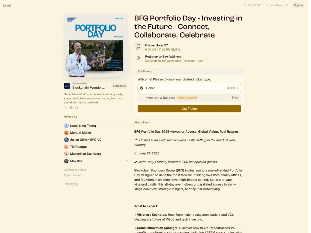 BFG Portfolio Day - Investing in the Future - Connect, Collaborate, Celebrate - Event screenshot
