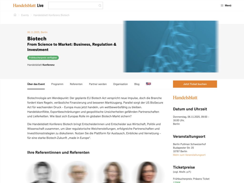 Biotech 2025 - Handelsblatt Konferenz - Event screenshot