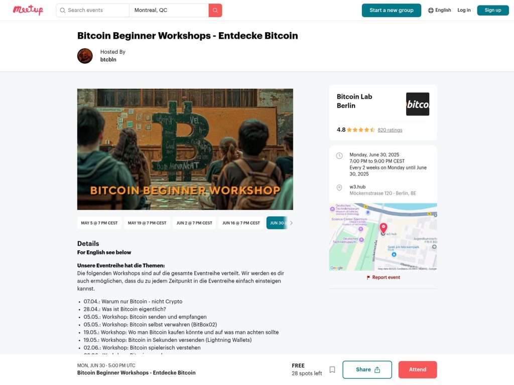 Bitcoin Beginner Workshops - Entdecke Bitcoin - Event screenshot