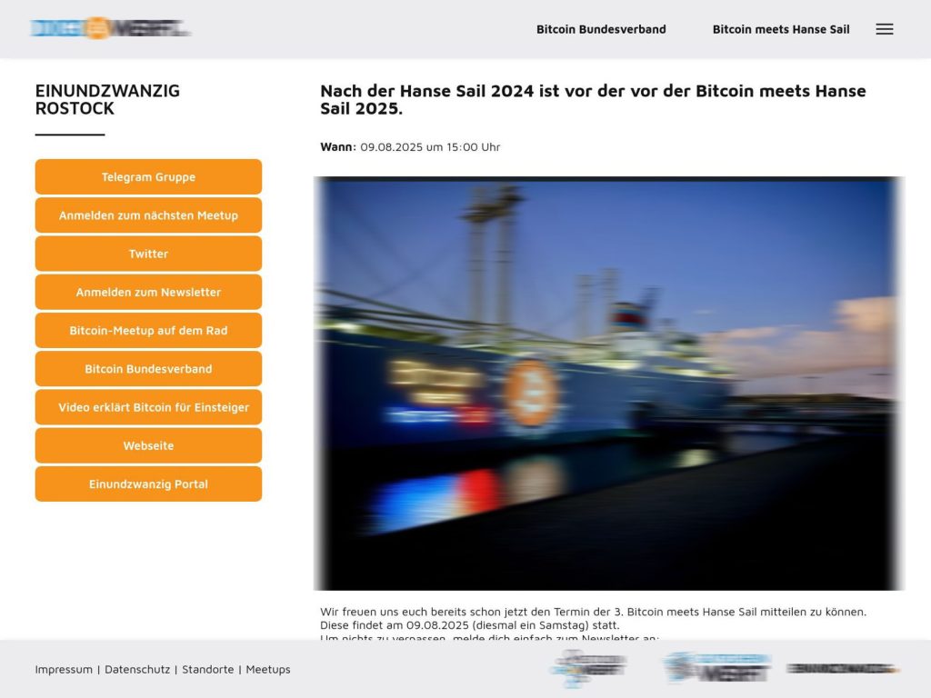 Bitcoin meets Hanse Sail 2025 - Event screenshot