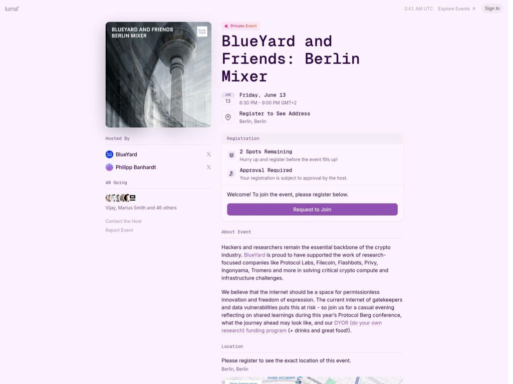 BlueYard and Friends: Berlin Mixer - Event screenshot