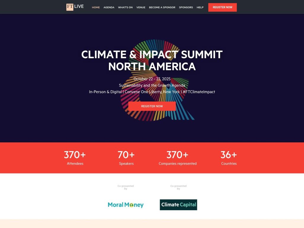 Climate & Impact Summit North America 2025 - FT Live - Event screenshot