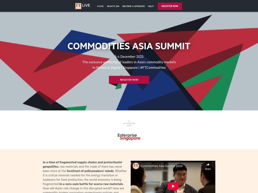 Commodities Asia Summit 2025 - FT Live - Event screenshot