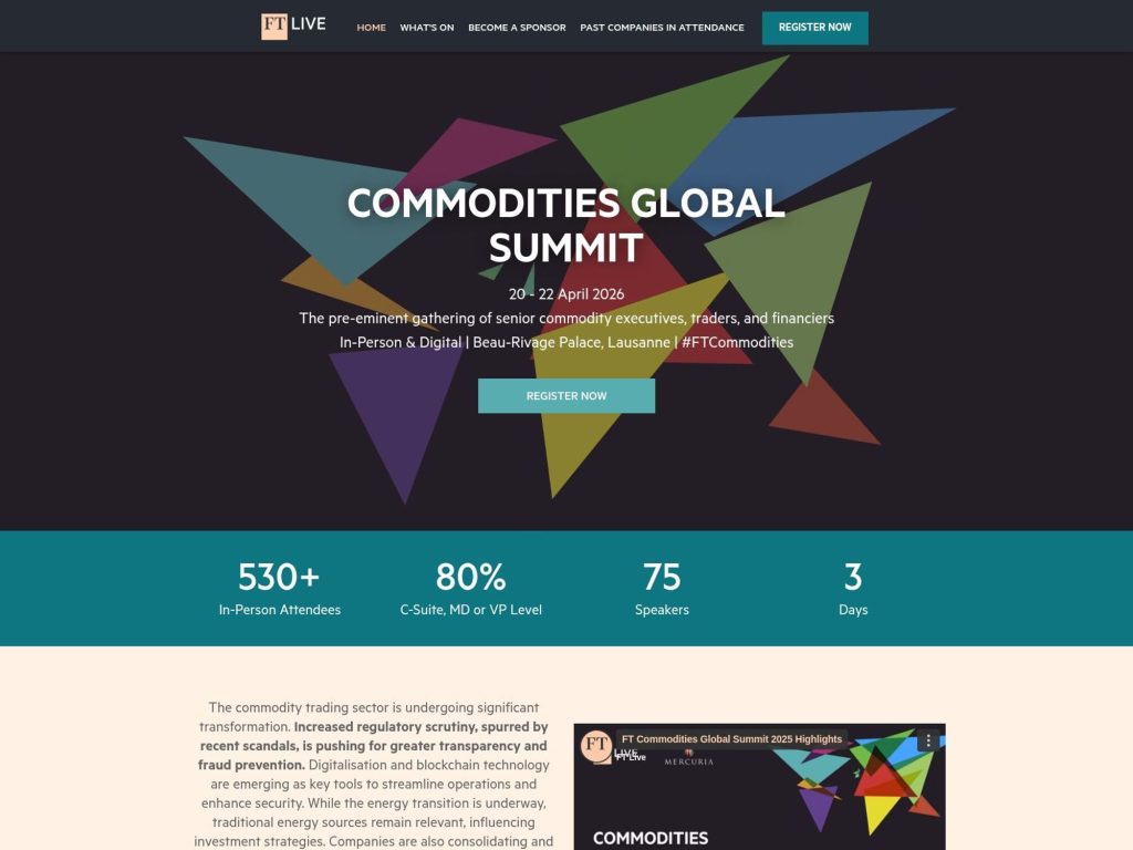 Commodities Global Summit 2026 - FT Live website