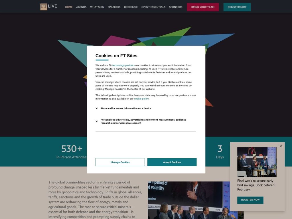 Commodities Global Summit 2026 - FT Live website