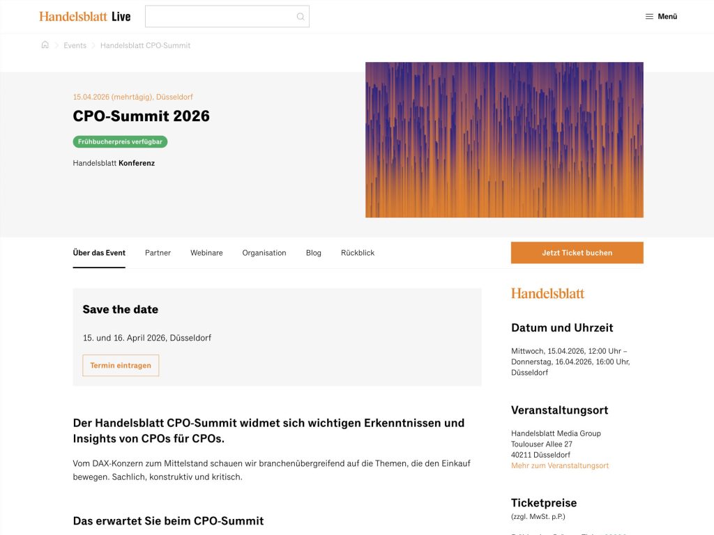 CPO-Summit 2026 - Handelsblatt Konferenz website