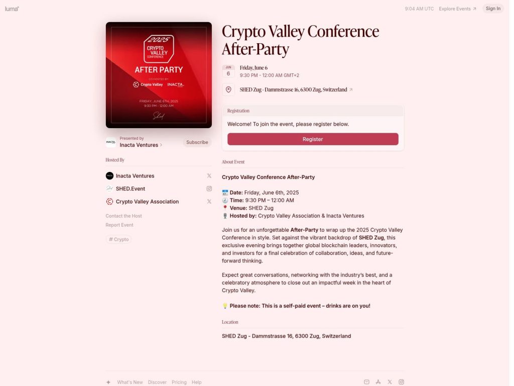 Crypto Valley Conference After-Party - Event screenshot