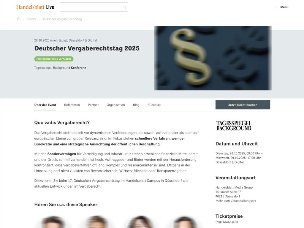 Deutscher Vergaberechtstag 2025 - Handelsblatt Jahrestagung - Event screenshot