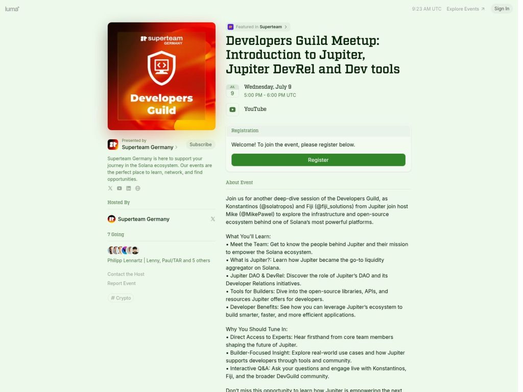 Developers Guild Meetup: Introduction to Jupiter, Jupiter DevRel and Dev tools - Event screenshot