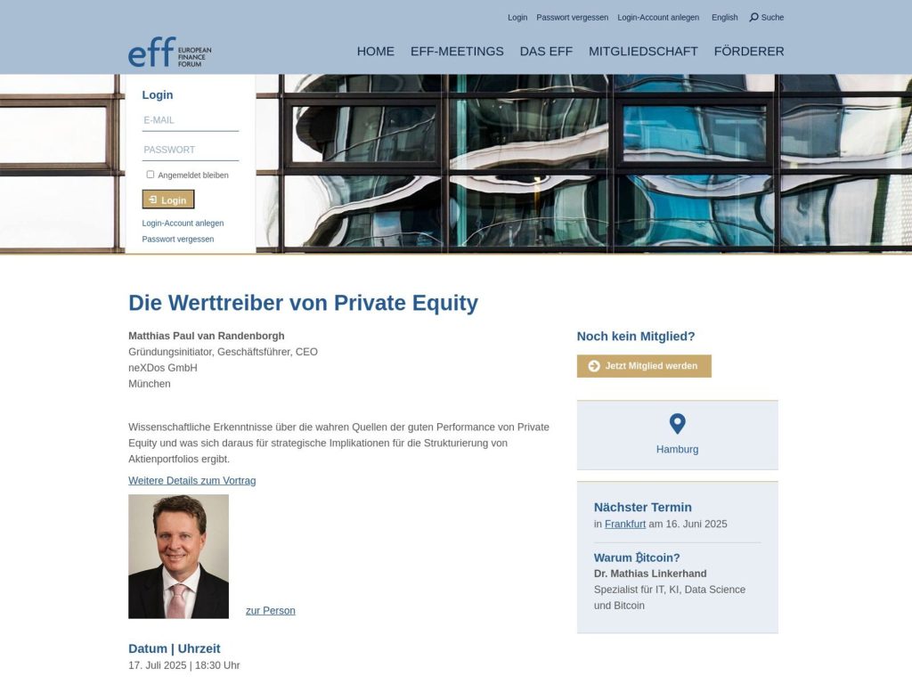 Die Werttreiber von Private Equity - Event screenshot