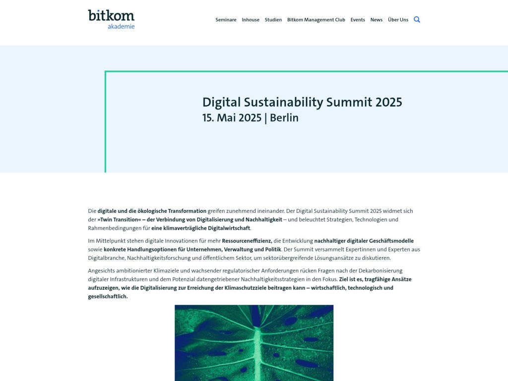 Digital Sustainability Summit 2025 - Event screenshot