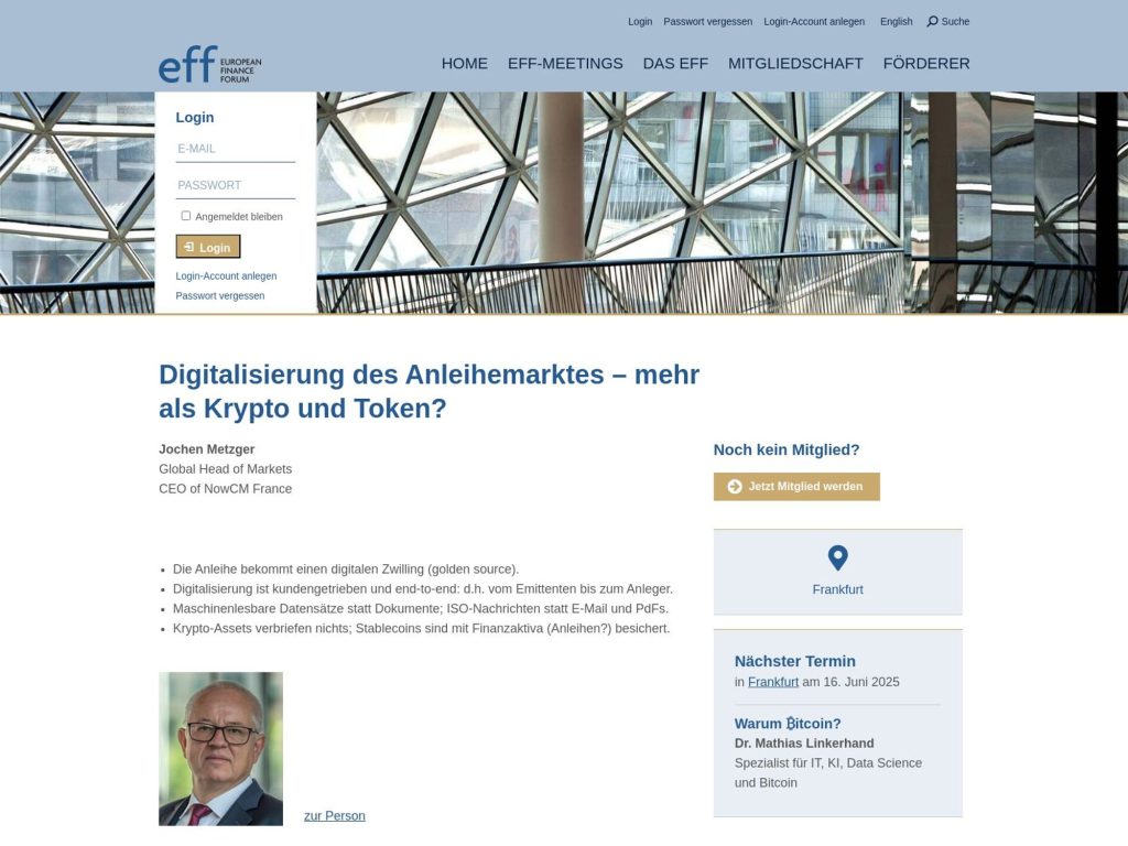 Digitalisierung des Anleihemarktes – mehr als Krypto und Token? - Event screenshot