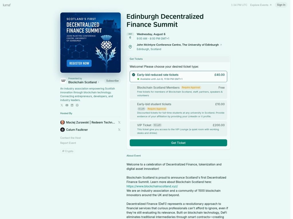 Edinburgh Decentralized Finance Summit - Event screenshot