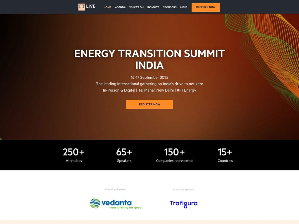 Energy Transition Summit India 2025 - FT Live - Event screenshot