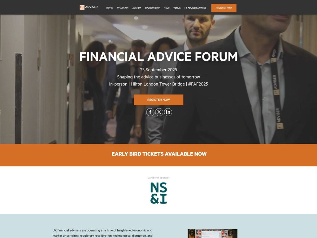 Financial Advice Forum 2025 - FT Live - Event screenshot