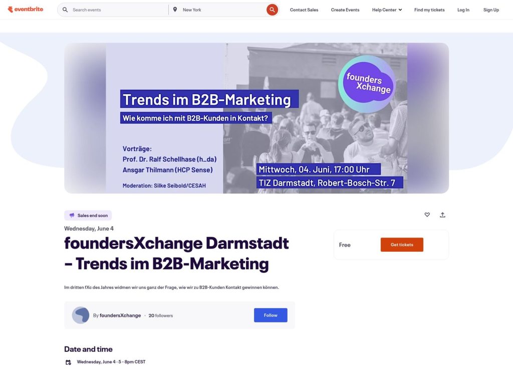 foundersXchange Darmstadt - Trends im B2B-Marketing - Event screenshot
