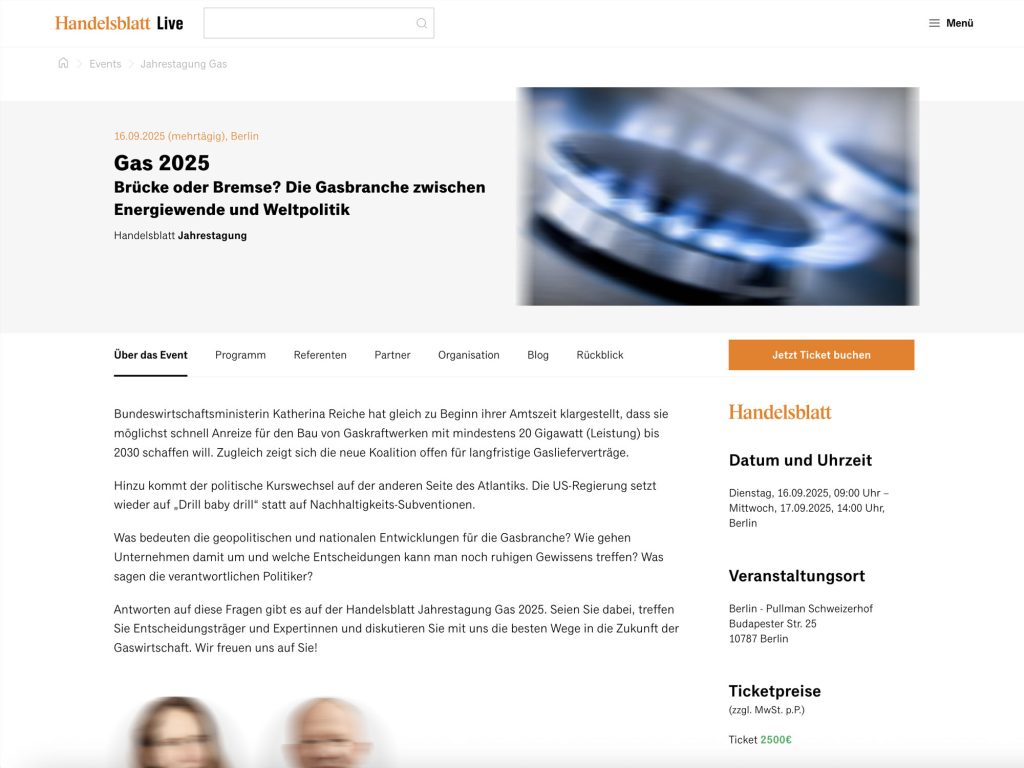 Gas 2025 - Handelsblatt Jahrestagung - Event screenshot
