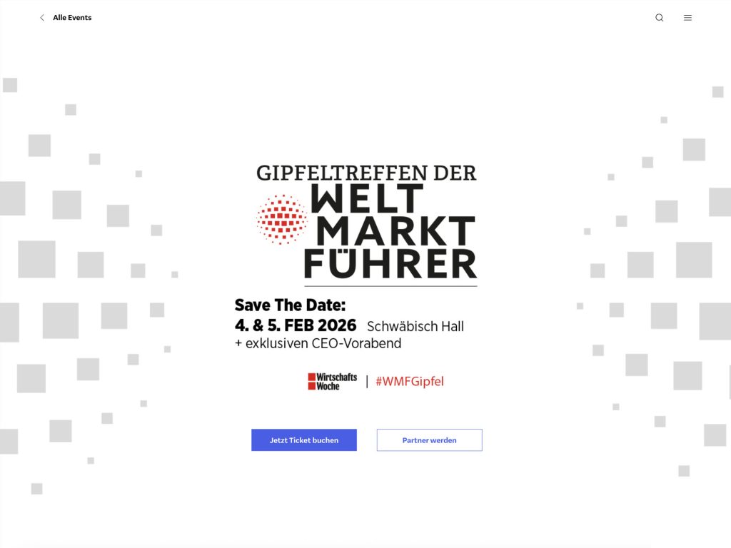 Gipfeltreffen der Weltmarktführer 2026 - WirtschaftsWoche Jahrestagung image