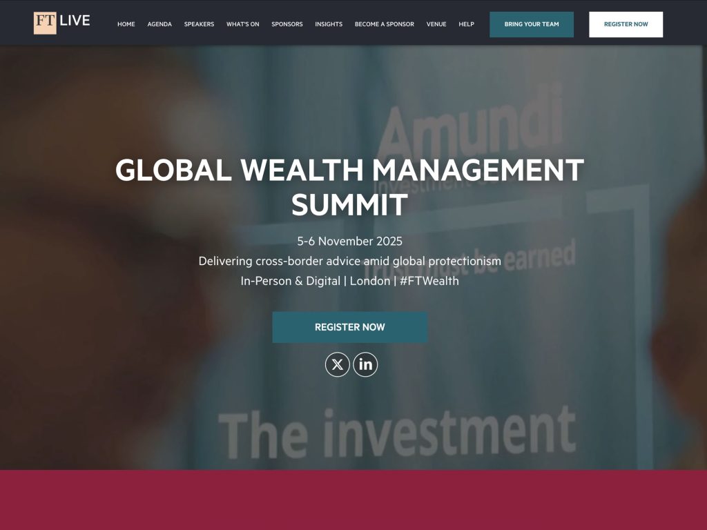 Global Wealth Management Summit 2025 - FT Live - Event screenshot