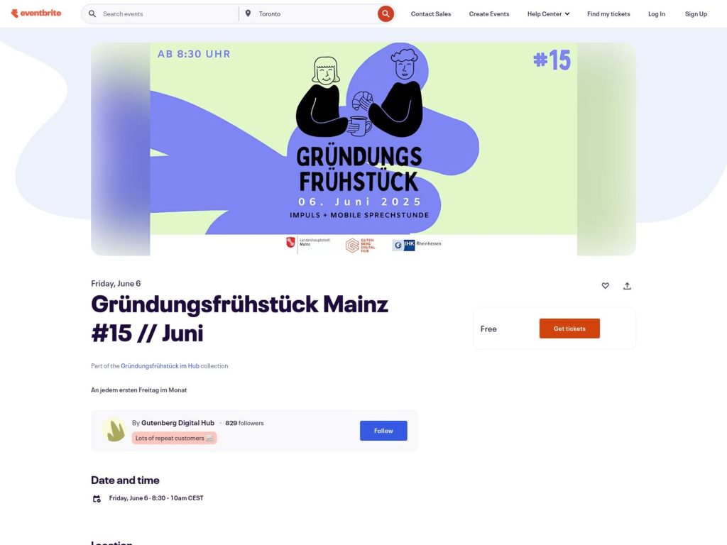 Gründungsfrühstück Mainz #15 // Juni - Event screenshot