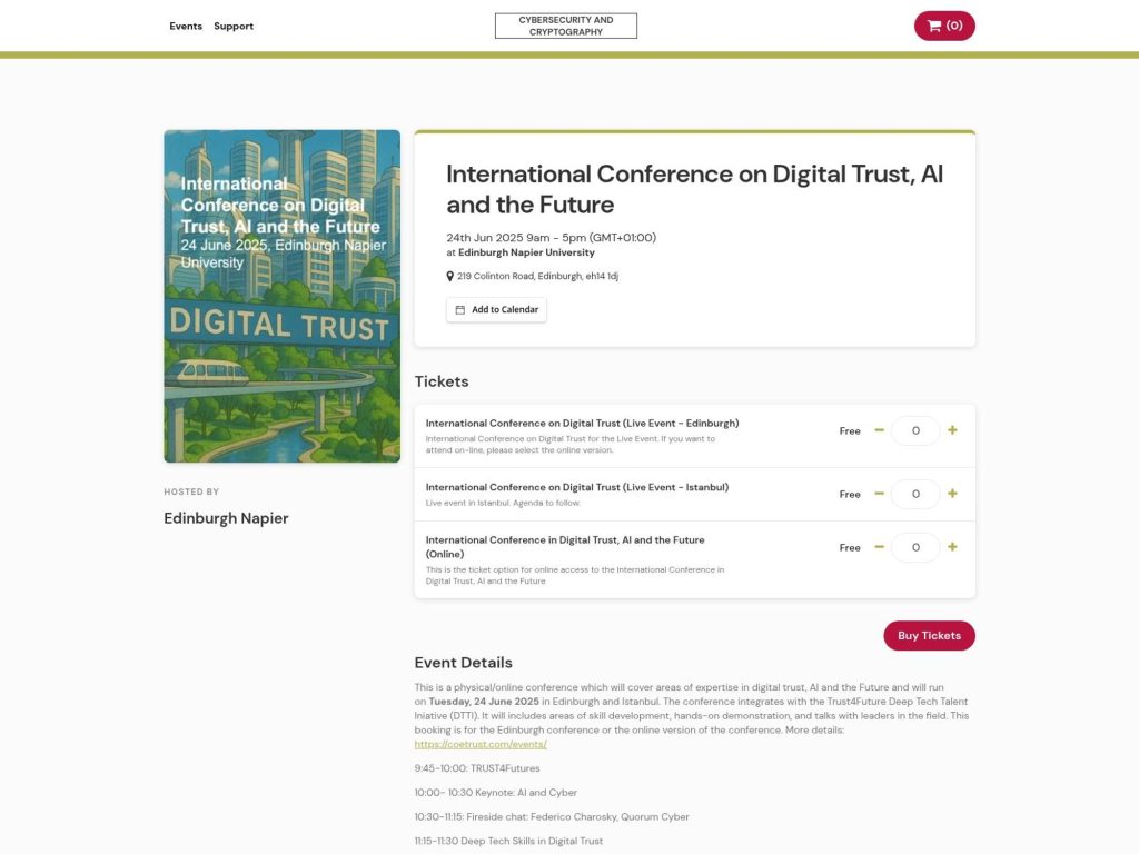 International Conference on Digital Trust, AI and the Future - Event screenshot