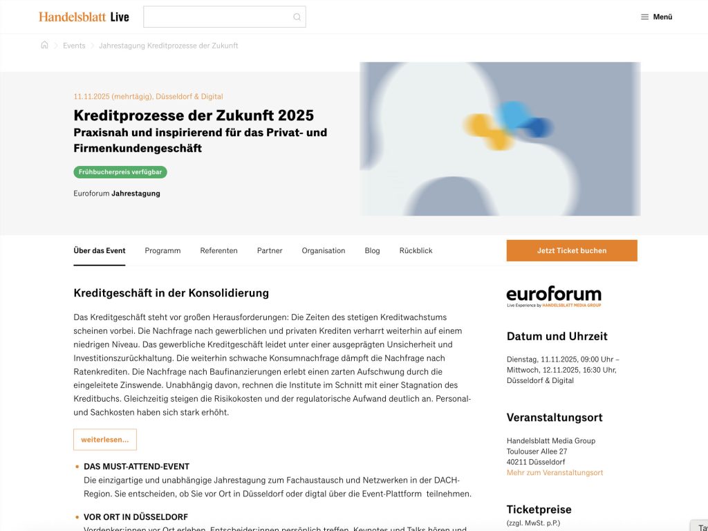 Kreditprozesse der Zukunft 2025 - Euroforum Jahrestagung - Event screenshot