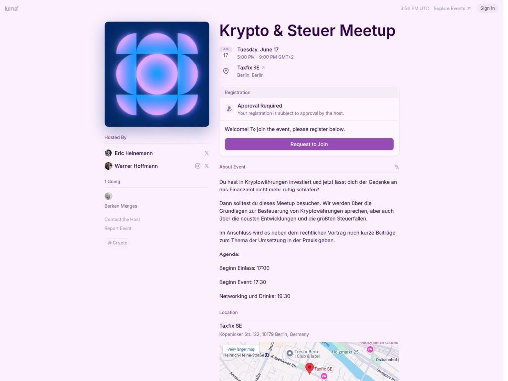 Krypto & Steuer Meetup - Event screenshot