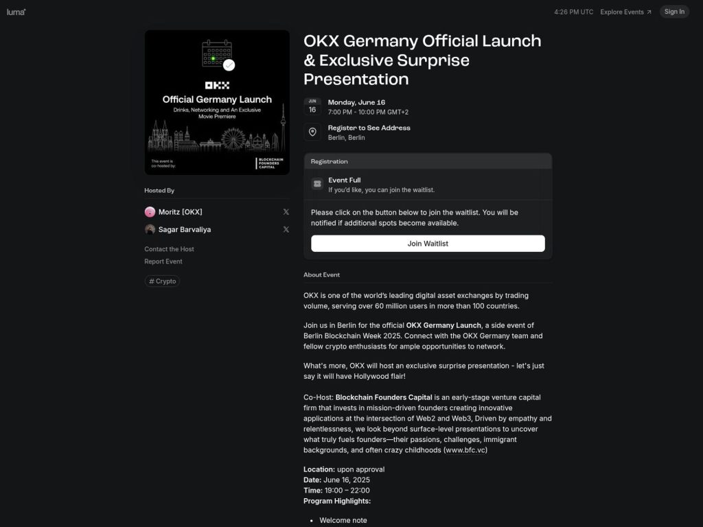 OKX Germany Official Launch & Exclusive Surprise Presentation - Event screenshot