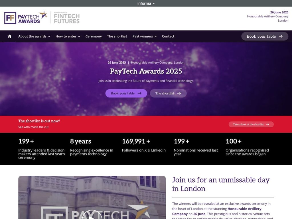 PayTech Awards 2025 - Event screenshot