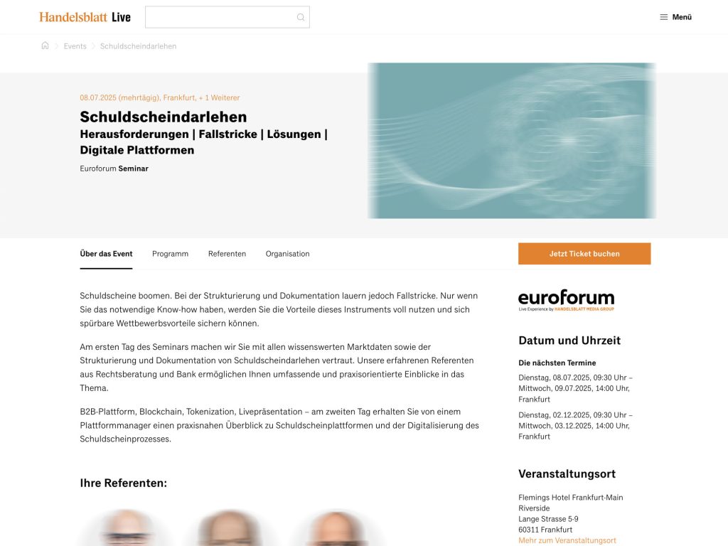 Schuldscheindarlehen - Euroforum Seminar image
