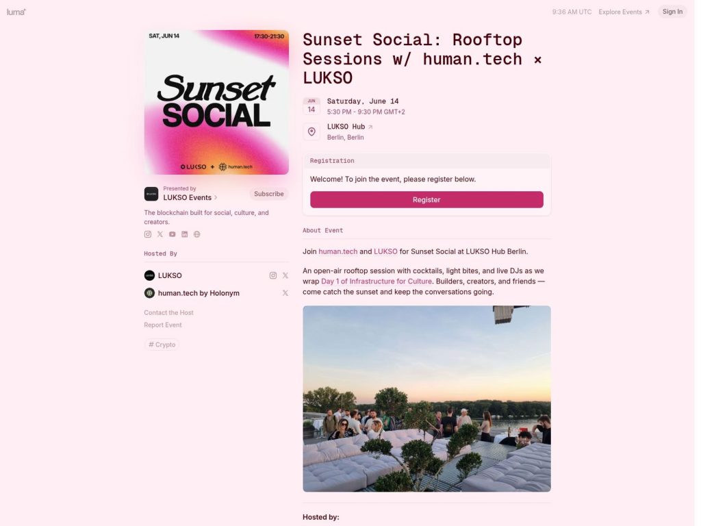 Sunset Social: Rooftop Sessions | human.tech (by Holonym) × LUKSO image
