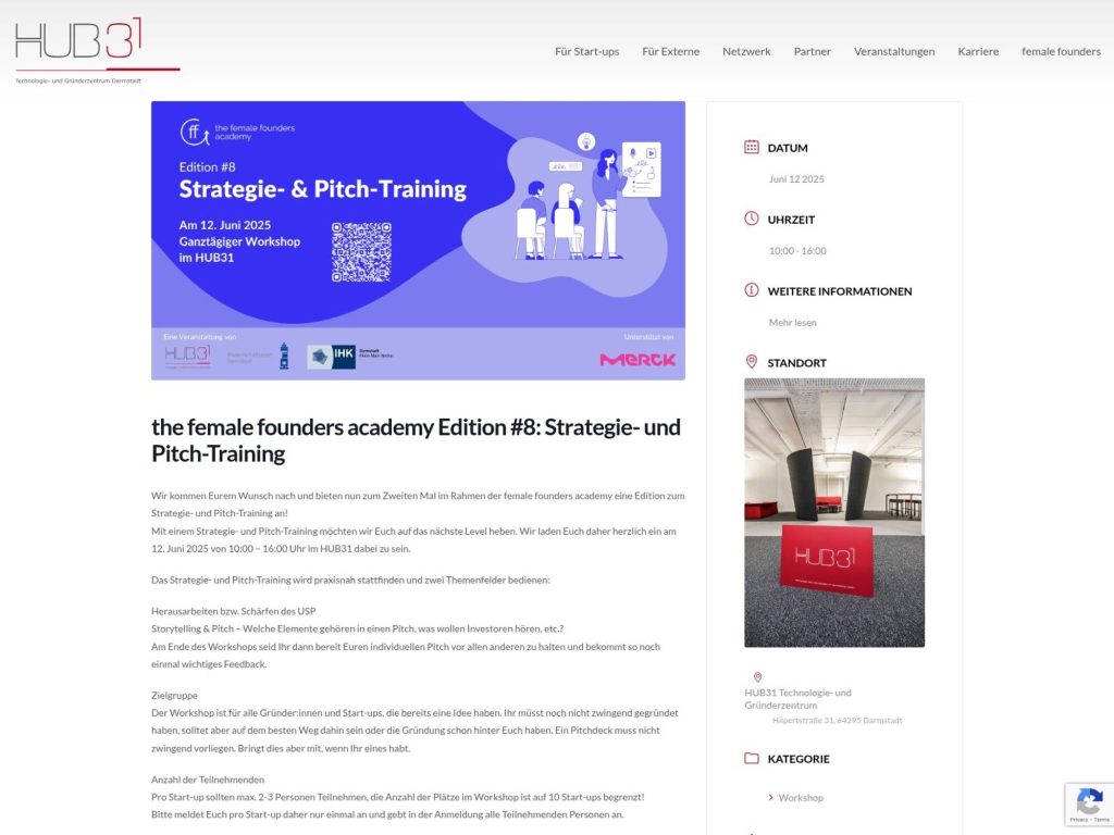 the female founders academy Edition #8: Strategie- und Pitch-Training - Event screenshot