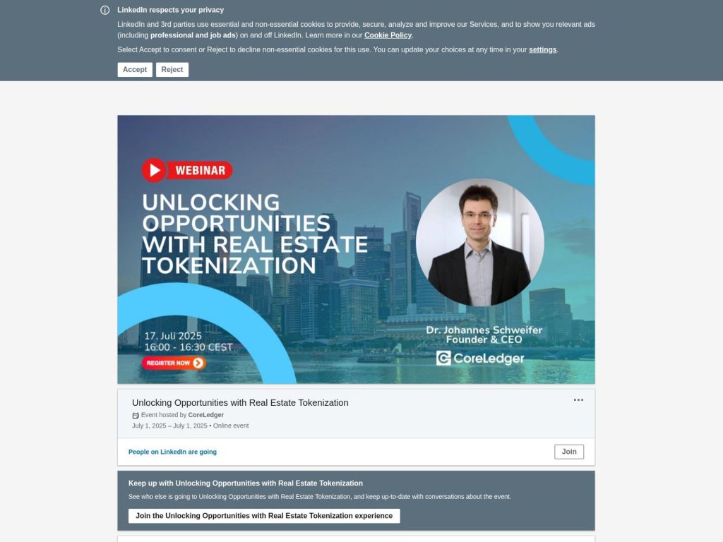 Unlocking Opportunities with Real Estate Tokenization - Event screenshot