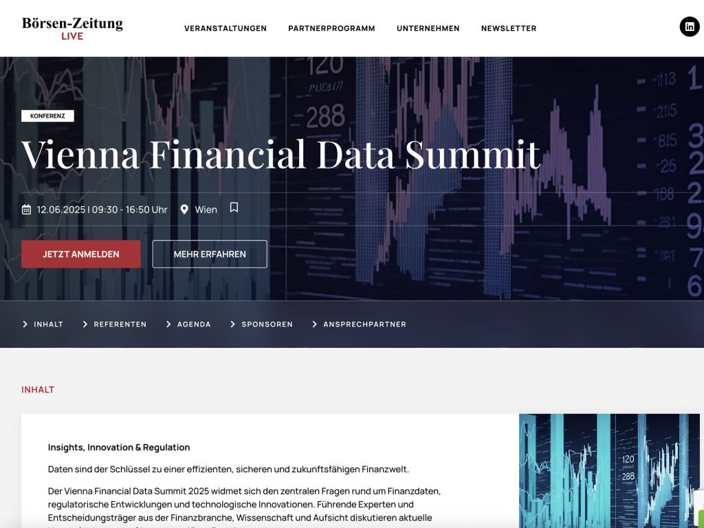 Vienna Financial Data Summit - Event screenshot