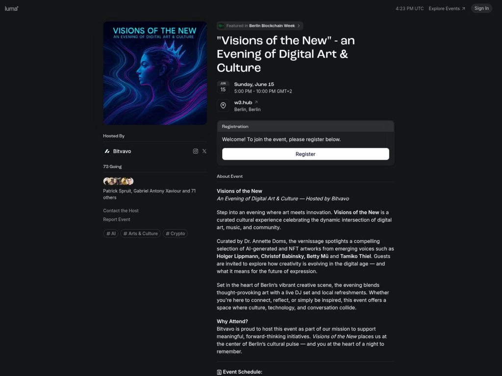 "Visions of the New" - an Evening of Digital Art & Culture - Event screenshot