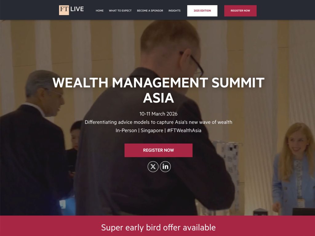 Wealth Management Summit Asia 2026 - FT Live website