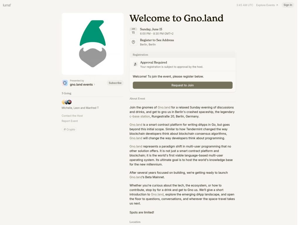 Welcome to Gno.land - Event screenshot