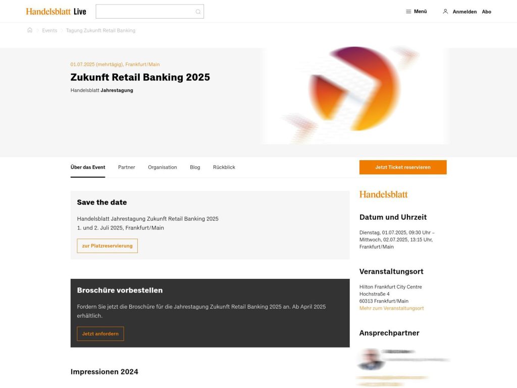Zukunft Retail Banking 2025 - Handelsblatt Jahrestagung - Event screenshot