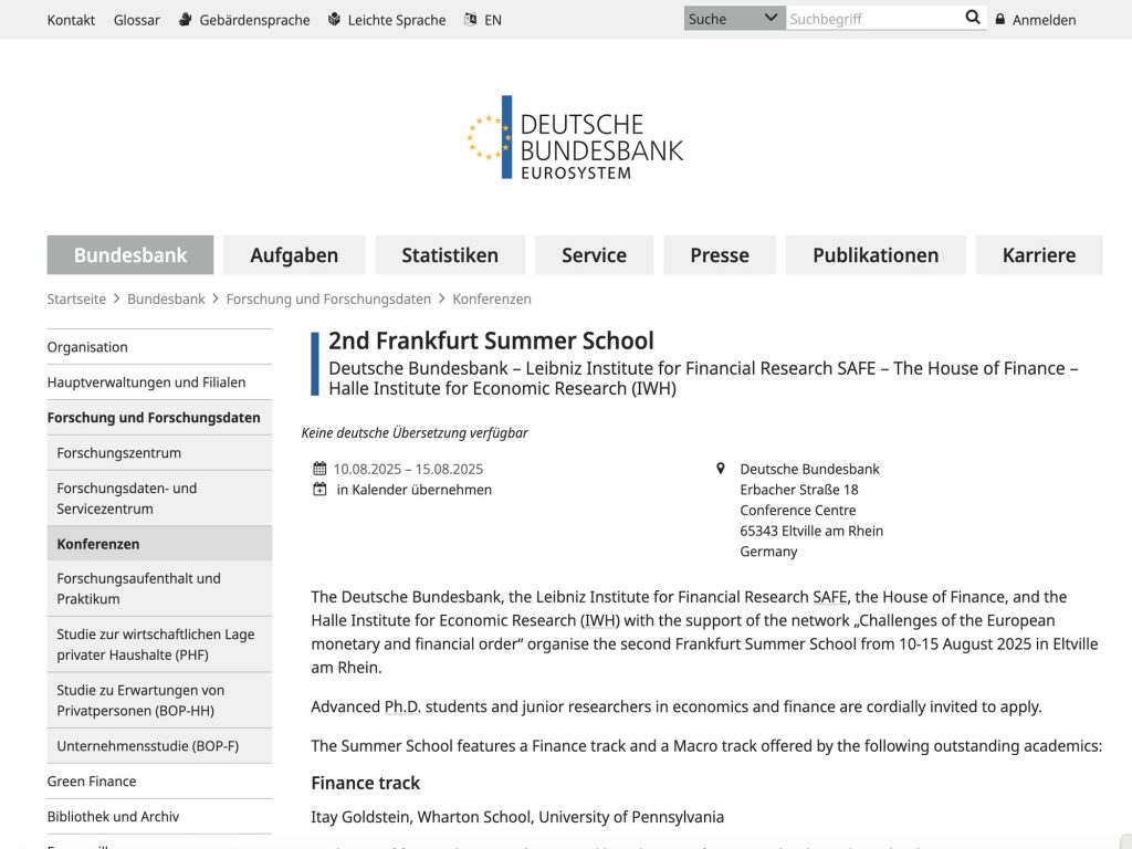 2nd Frankfurt Summer School - Event screenshot