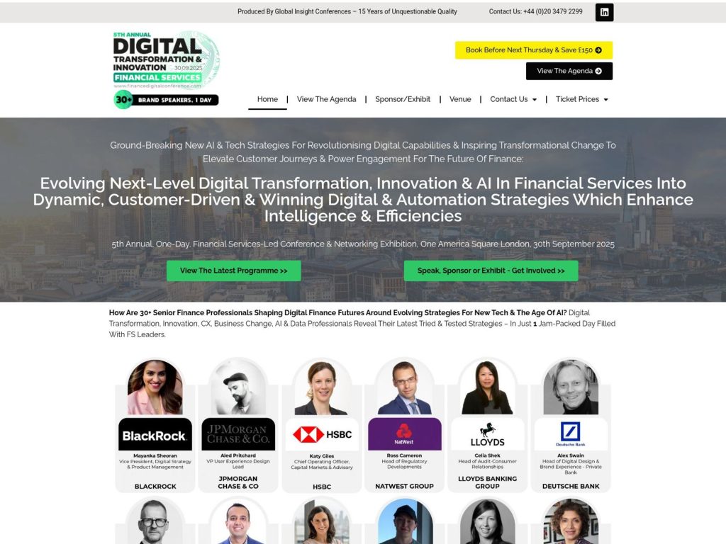 5th Digital Transformation & Innovation Financial Services Conference - Event screenshot