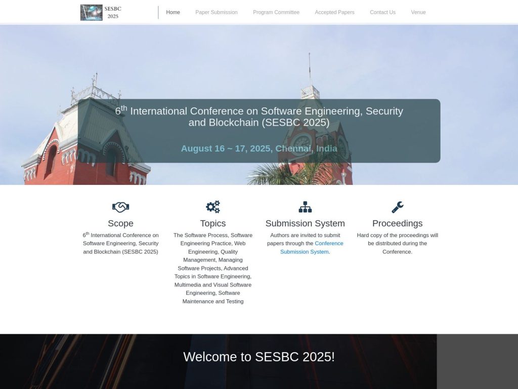 6th International Conference on Software Engineering, Security and Blockchain (SESBC 2025) - Event screenshot