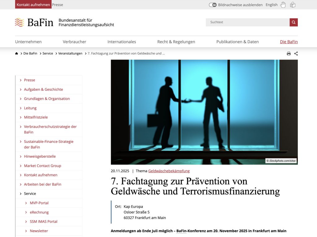 7. Fachtagung zur Prävention von Geldwäsche und Terrorismusfinanzierung - Event screenshot